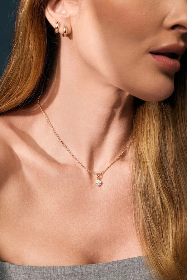 Pingente Solitário Moissanite Dourado