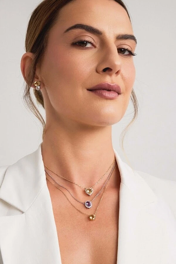 Colar Solitário Citrino 8mm