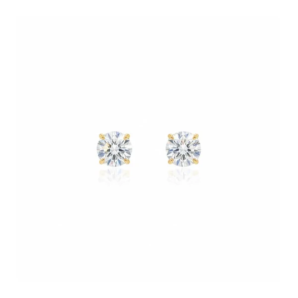 Brinco Solitário Dourado Moissanite 6,5mm