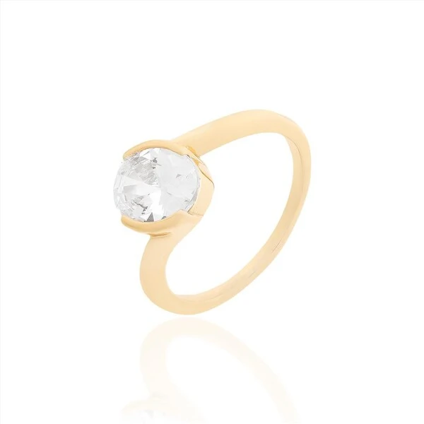 Anel Dourado Oval Shape