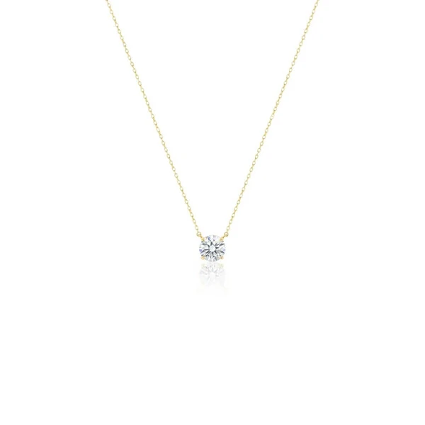 Colar Solitário Moissanite Dourado 3mm