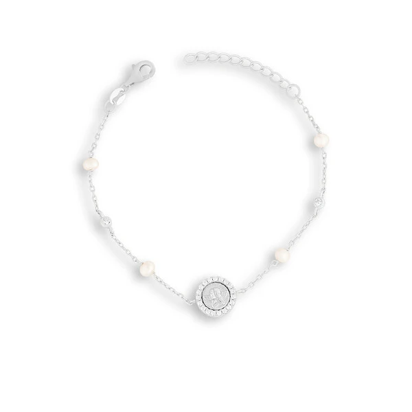 Pulseira Anjo da Guarda Pérolas & Moissanite