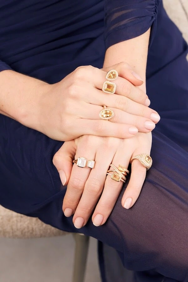 Anel Queen Moissanite & Citrino