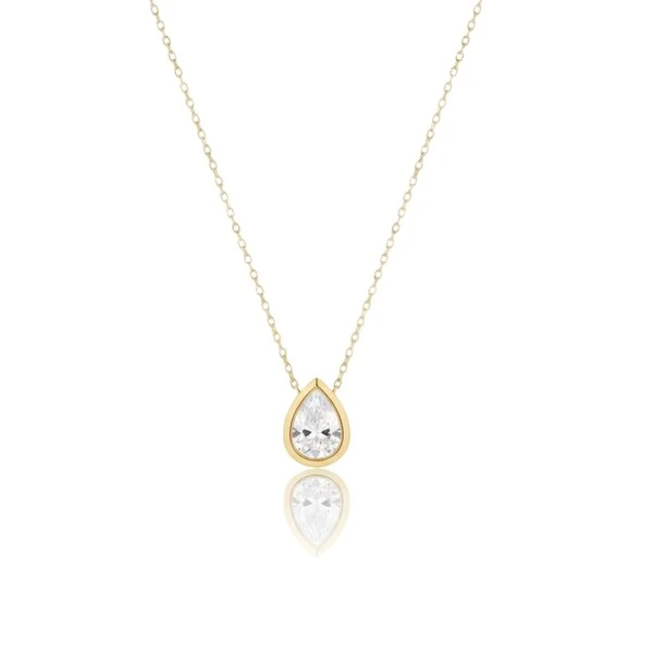 Colar Dourado Drop Moissanite