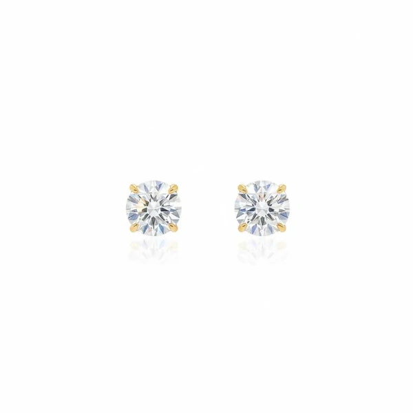 Brinco Solitário Dourado Moissanite 8mm