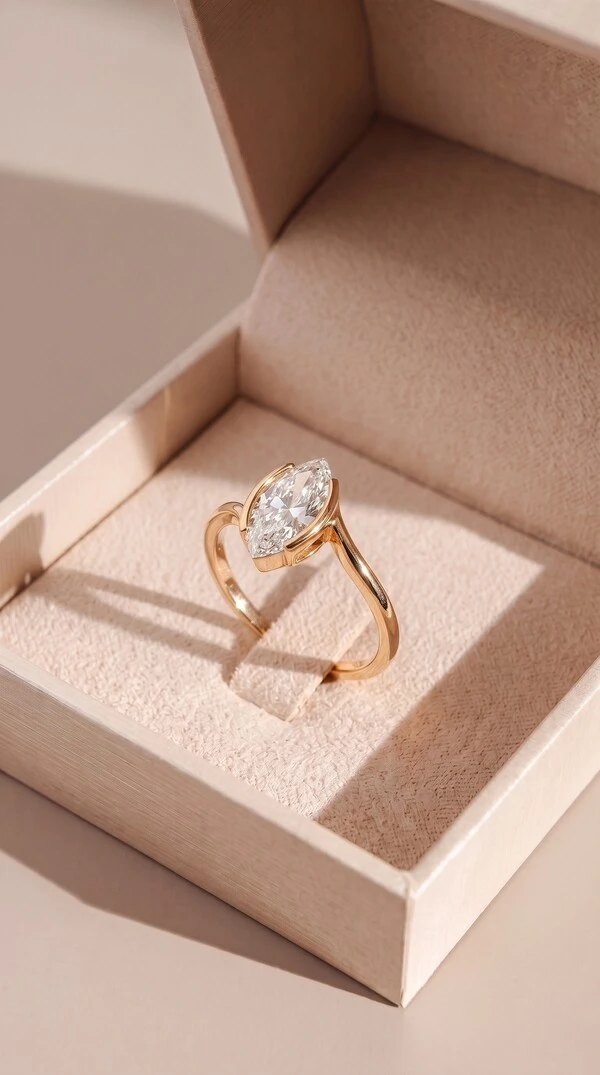 Anel Dourado Navete Shape