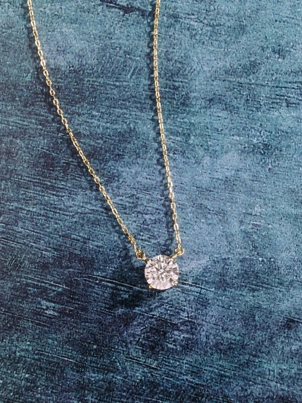 Colar Solitário Moissanite Dourado 8mm