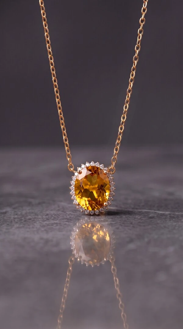 Colar Éclat Citrino & Moissanite