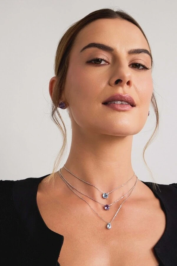 Colar Solitário Topázio Sky 8mm