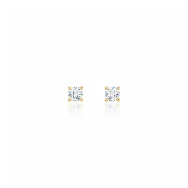 Brinco Solitário Dourado Moissanite 2mm