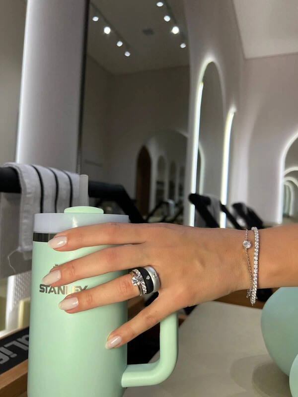 Anel Active Sparkle Moissanite & Silicone Prata