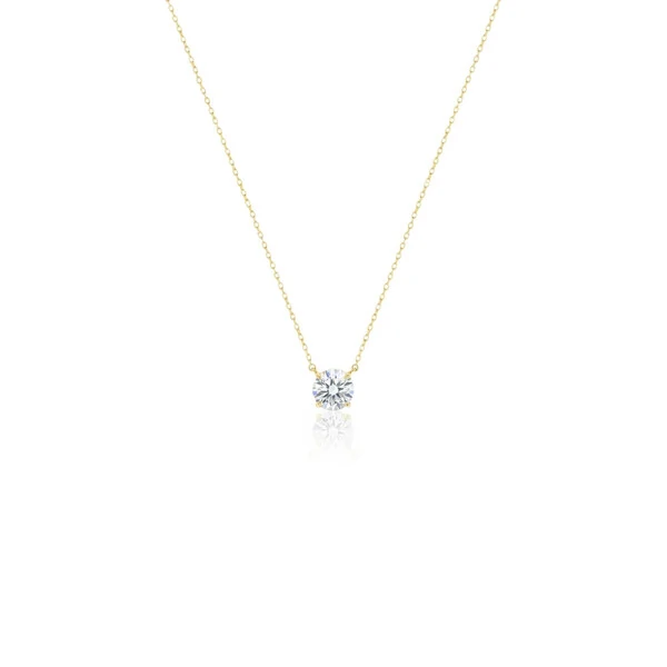 Colar Solitário Moissanite Dourado