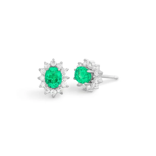 Brinco Oval Princess Esmeralda & Moissanite