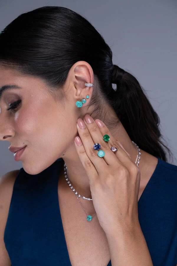 Brinco Solitário Esmeralda