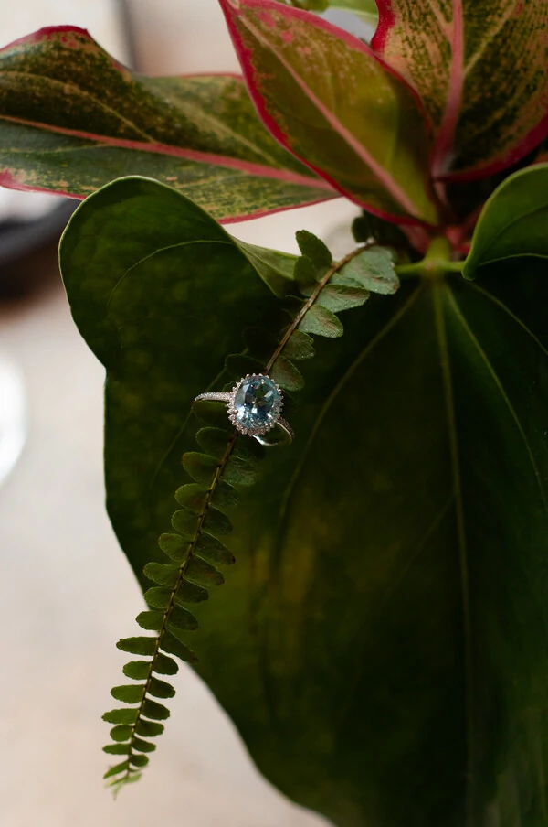 Anel Magnólia Topázio Sky & Moissanite