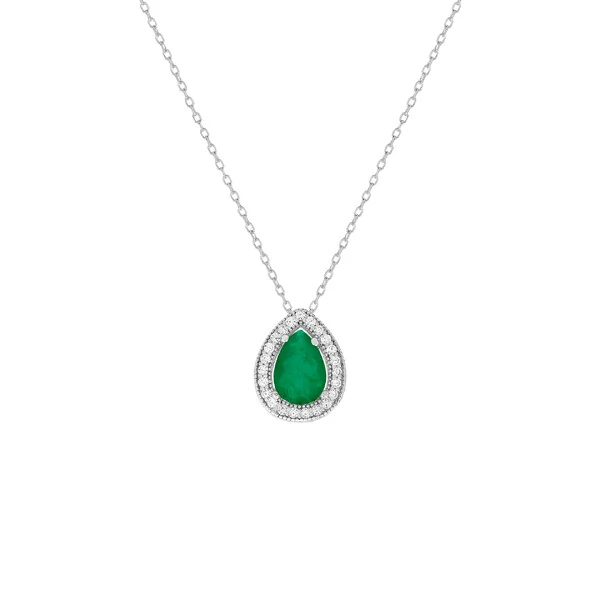 Colar Gota Esmeralda Cravejado