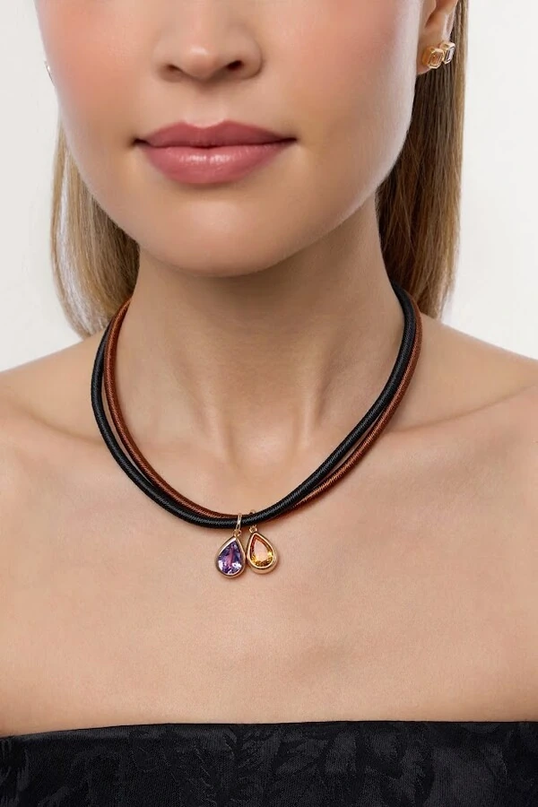 Colar Fios de Seda Citrino