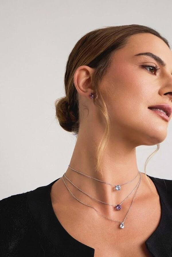 Colar Solitário Topázio Sky 8mm