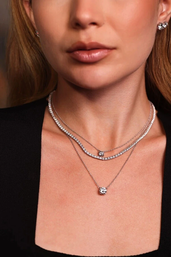 Colar Solitário Moissanite