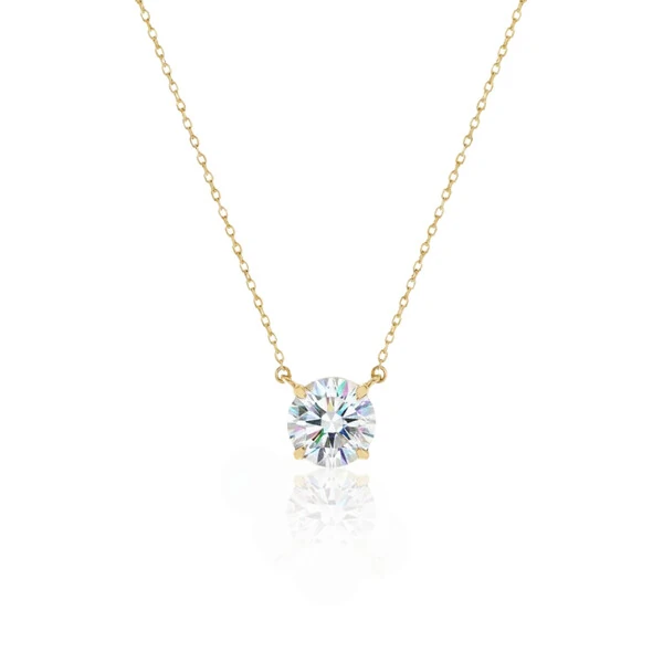 Colar Solitário Moissanite Dourado