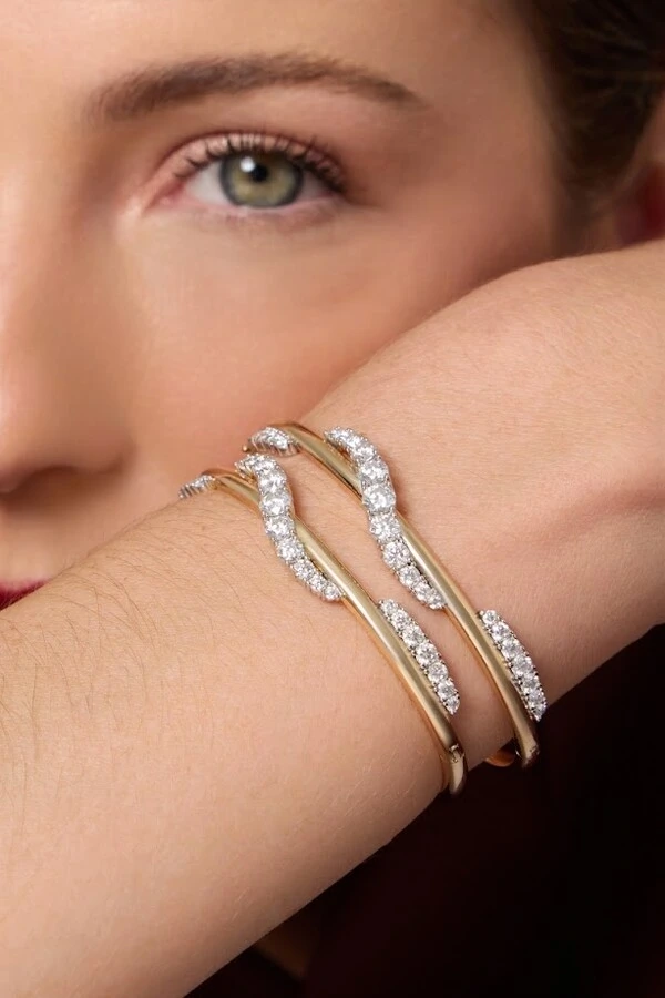 Bracelete Curve Moissanite Dourado