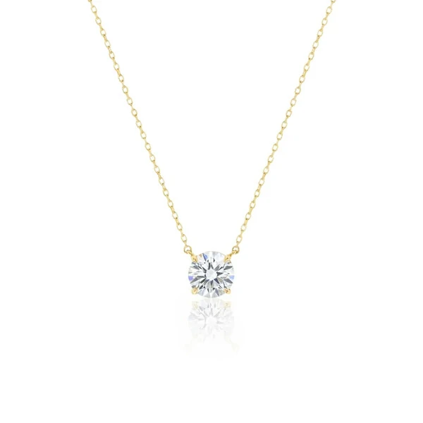 Colar Solitário Moissanite Dourado 5mm