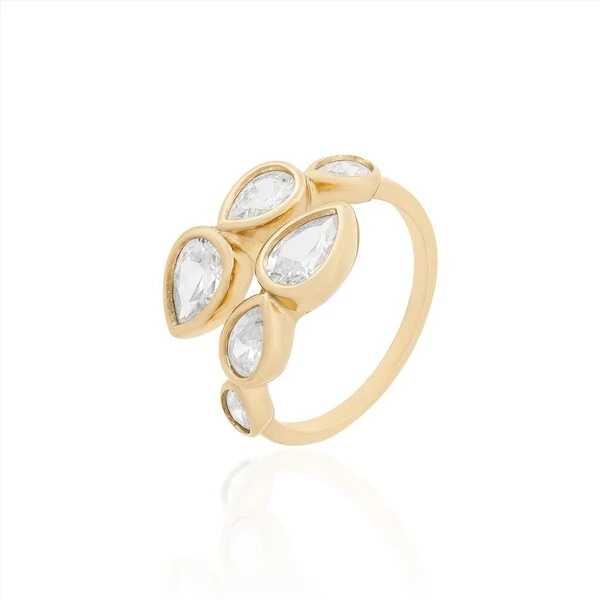 Anel Dourado Gotas
