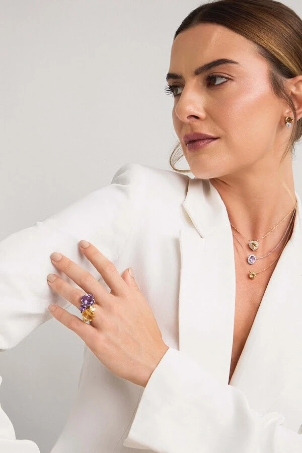 Colar Solitário Citrino 8mm