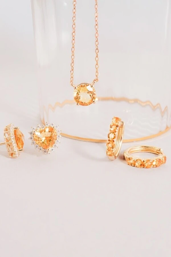 Colar Solitário Citrino 8mm