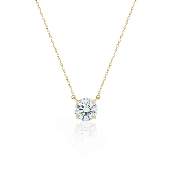 Colar Solitário Moissanite Dourado 8mm