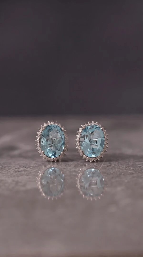 Brinco Magnólia Topázio Sky & Moissanite