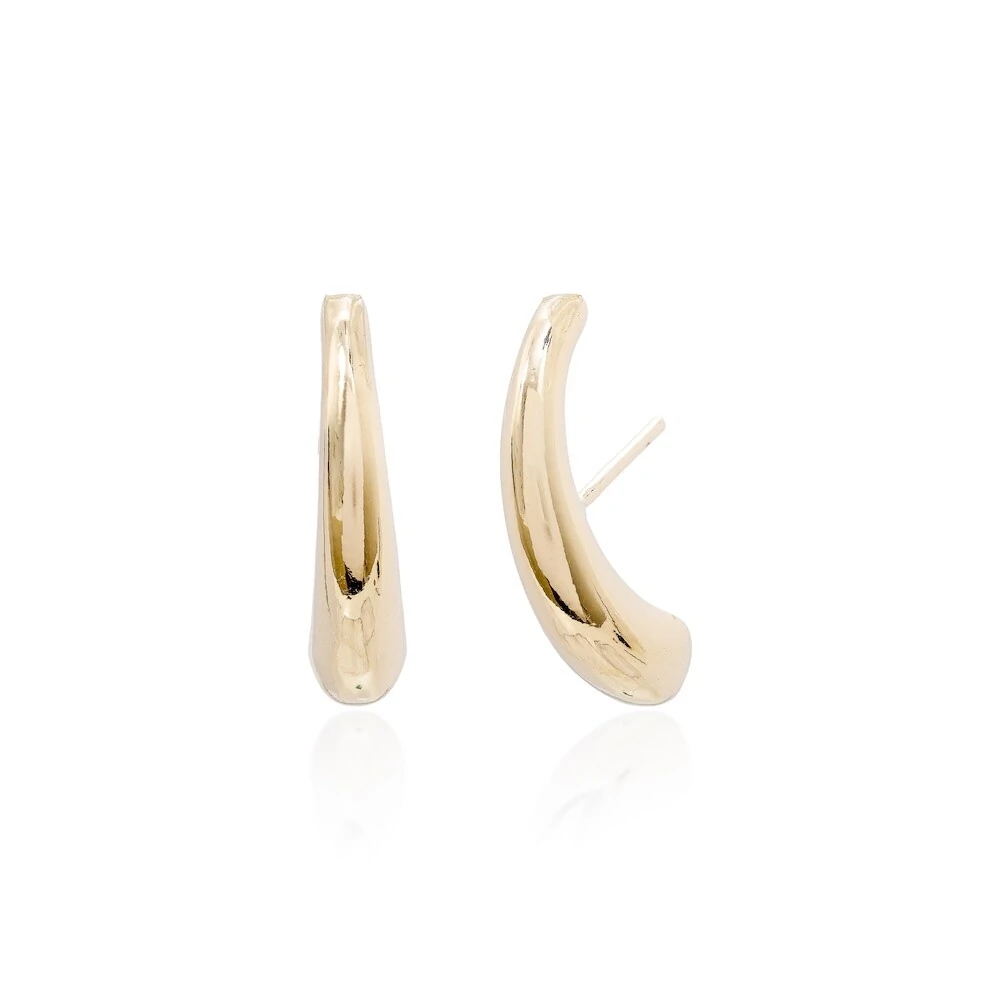 FotoBrinco ear hook vírgula lisa ouro18k
