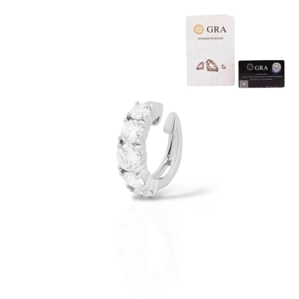 FotoBrinco joia piercing soltários moissanite 1.52ct (4mm) prata925