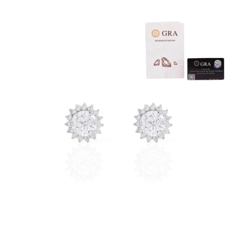 FotoBrinco joia solitário com volta cravejada moissanite 1.12ct (5mm) prata925