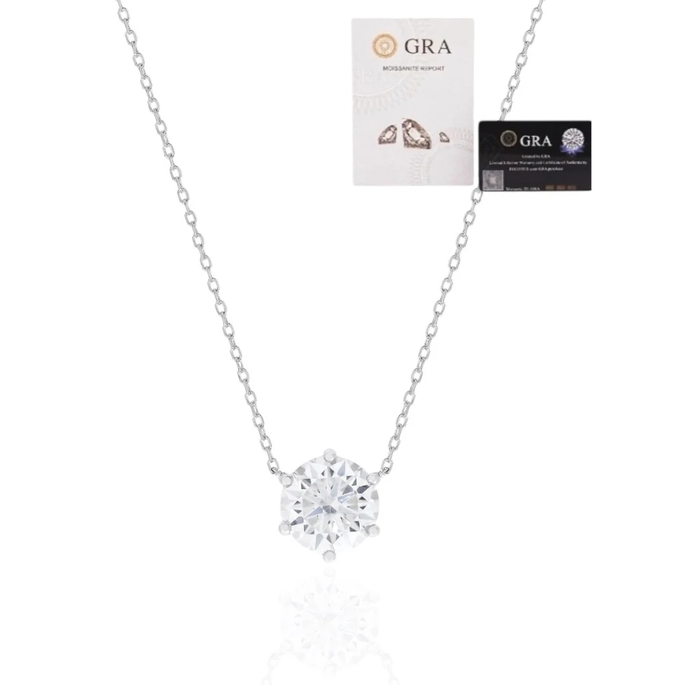 FotoColar joia solitário ponto de luz 1ct (6,5mm) moissanite prata925