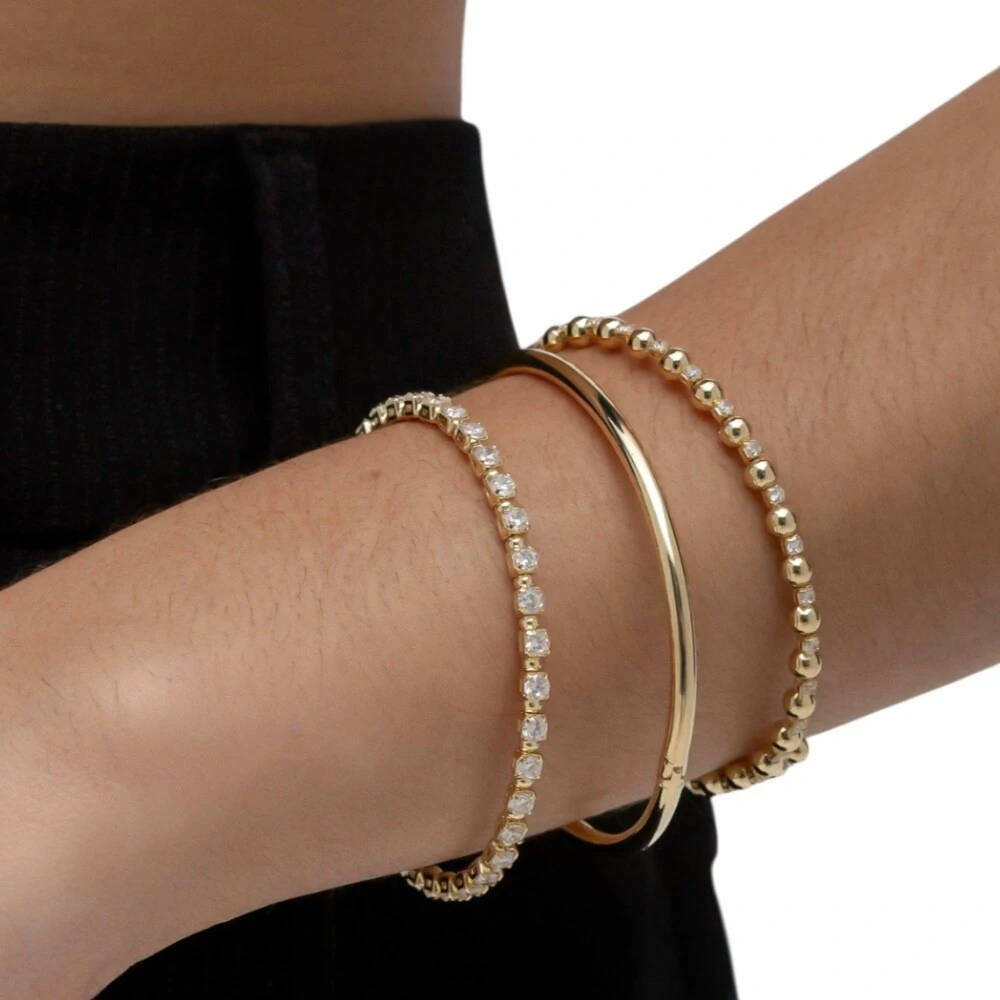 Fotobracelete volta regulável bolinhas e solitários ponto de luz