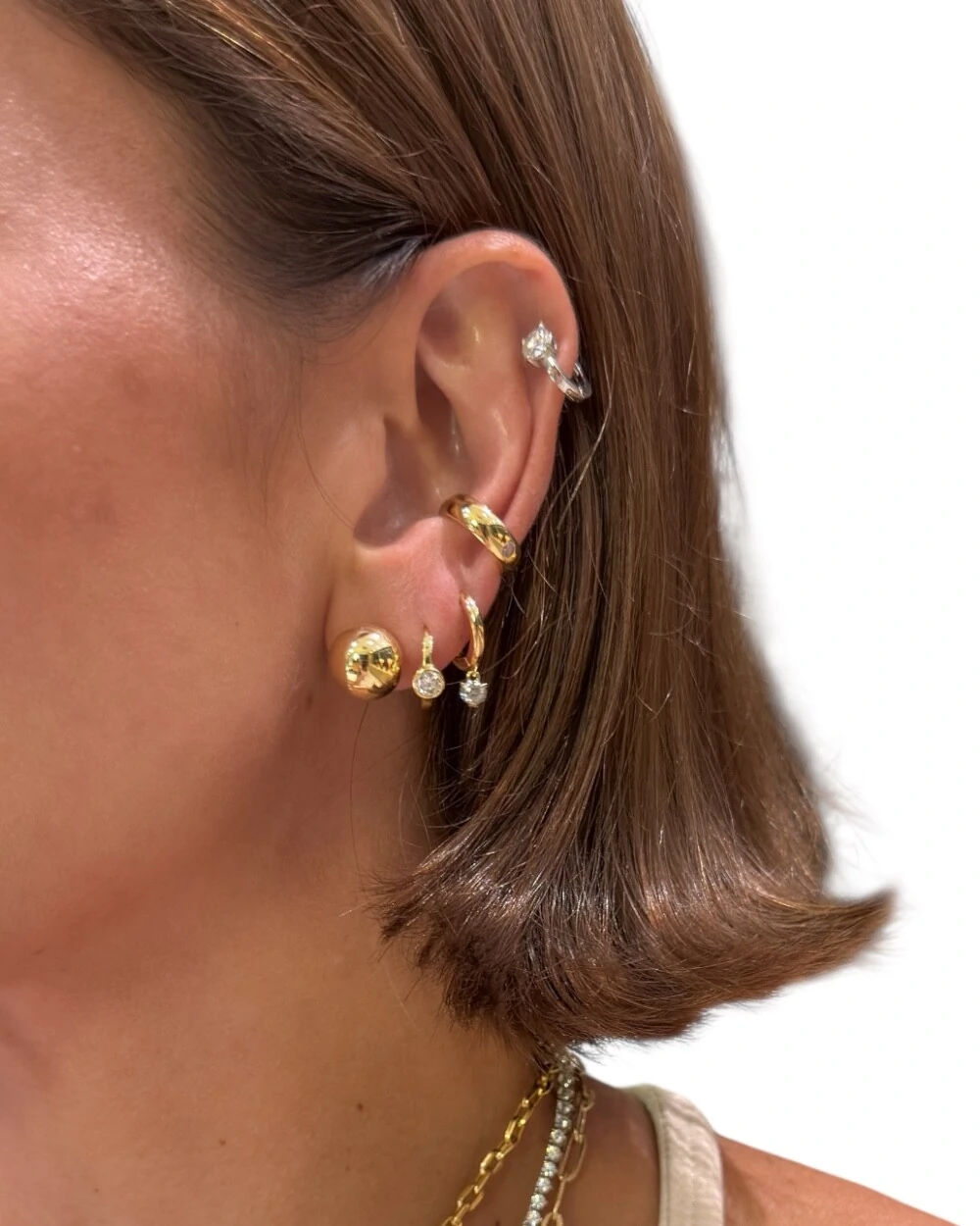 FotoBrinco argola 11mm joia moissanite com solitário cravação inglesa 0.46ct prata925 ouro18k