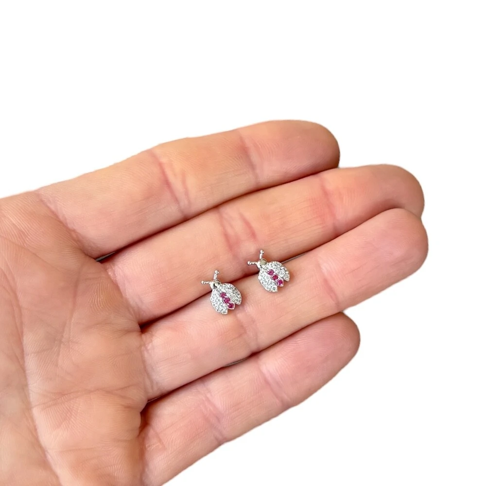 FotoBrinco joia joaninha cravejado 7mm prata925