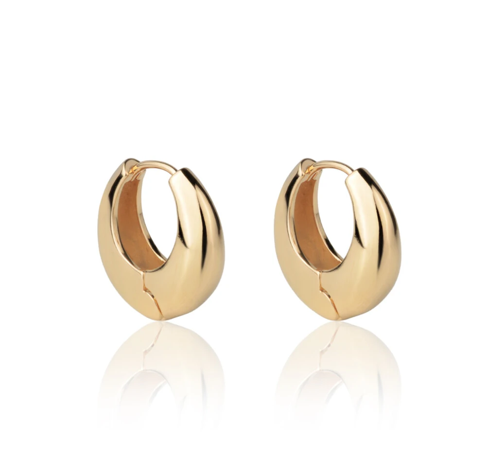 Foto Brinco argola click canoa lisa banho de ouro18k
