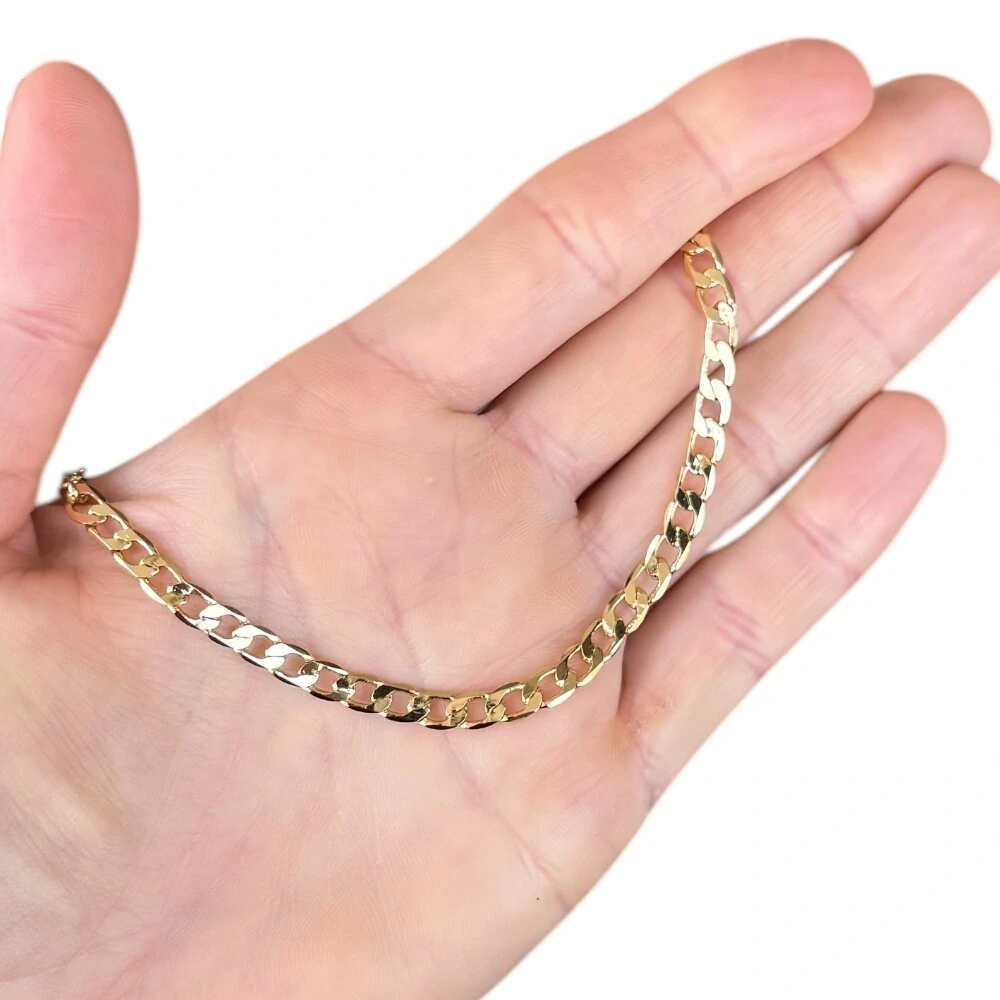 FotoColar e Choker groumet chapada com elo 4mm ouro18k
