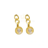 Brinco Grumet com Moeda Queen Ouro18k