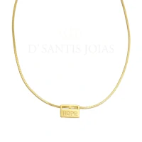 Colar Malha Plaquinha Hope ouro 18k