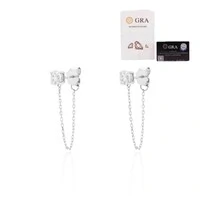 Brinco joia solitário moissanite fio 1.02ct 5.5mm prata925