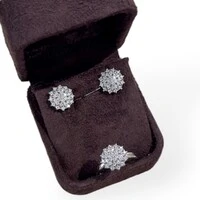Anel cluster floral moissanite 0.47ct prata925