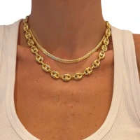Colar choker gargantilha malha trabalhada ouro18k