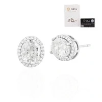 Brinco joia oval com volta cravejada moissanite 4.26ct prata925