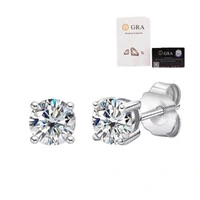 Brinco joia solitário com moissanite 6.80ct (10mm) prata925