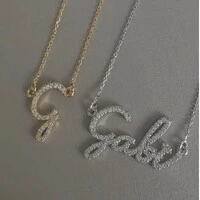 Colar joia nome personalizado cravejado (sob encomenda)