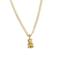 Colar urso Teddy corrente groumet liso Ouro18k