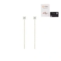 Brinco joia solitário com fio moissanite 0.10ct(3mm) prata925 ouro18k